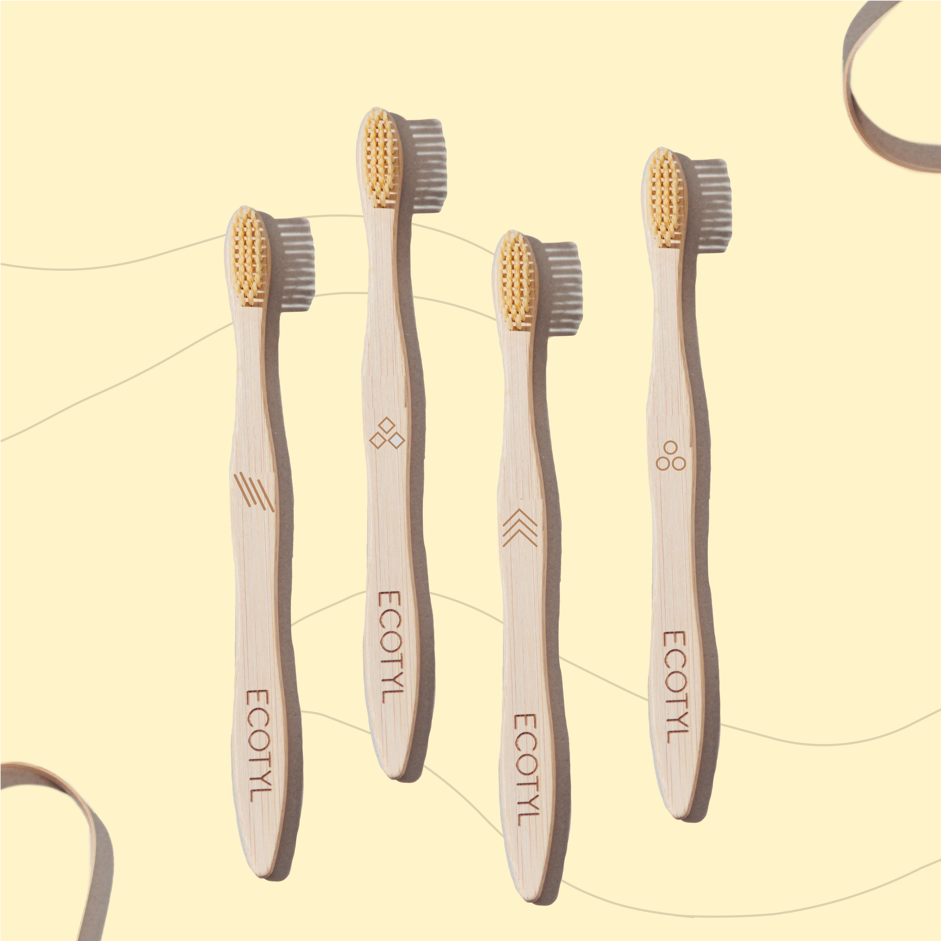 Ecotyl Bamboo Tooth Brush | Ultra Soft Bristles | Thorough Cleaning | Set of 4